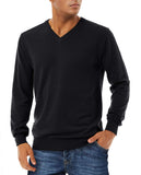 1 x Brand New MAGCOMSEN Sweater Men Longsleeves V-neck Sweatshirt Men Pullover Shirts Top Thin Fine Knit Sweater Black 2XL - RRP €34.26