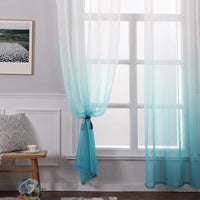 1 x RAW Customer Returns MIULEE Curtains Transparent Curtains Gradient Voile Sheer Set of 2 Curtains with Eyelets Decorative Curtain Window Curtain for Bedroom and Living Room 225 cm x 140 cm H x W White Blue - RRP €29.24