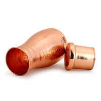 1 x RAW Customer Returns Zap Impex Copper Water Bottle with Integrated Glass, Hammered, Matte, 1000 ml - RRP €29.99