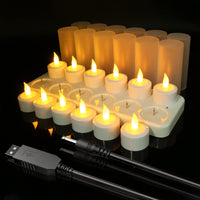 1 x RAW Customer Returns Ymenow Rechargeable Tea Lights, 12 Pack Electric LED Candles Rechargeable with Charging Station USB Cable Cups LED Candles Flickering Flame for Room Halloween Christmas Wedding Seasonal Decoration - RRP €41.77