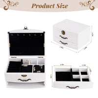 1 x RAW Customer Returns Jewelry box 2 levels for women, solid wood jewelry box with handle, jewelry organizer travel for rings, earrings, necklace, vintage jewelry storage for travel, modern, gift idea classic white  - RRP €28.22