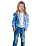 1 x RAW Customer Returns Domueay Jacket for Children Girls Hooded Outdoor Sports Windbreaker Wind and Waterproof Coat Summer Spring Autumn Light Transition Jacket Hiking Jacket Outwear Jackets 4-5 Years, Blue Rainbow Horse - RRP €19.2