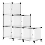 1 x RAW Customer Returns AWTATOS shelving unit 6 cubes storage system combination shelves with doors shelf cube DIY multifunctional shelving system shelf modular for living room, bedroom, bathroom transparent white ULPZ007 - RRP €29.48