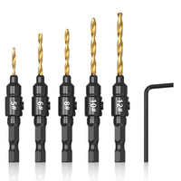 1 x RAW Customer Returns MAEXUS Countersink Drill Bit Set, Wood Drill Bits for Screws Sizes No. 4-12, Pilot Holes and Countersinks, An Indispensable Gift in Your Woodworking Tools Collection, 5-Piece - RRP €10.07