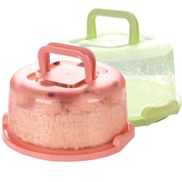 1 x RAW Customer Returns Pack of 2 portable cake boxes, round portable cake boxes, cake transport box, with lid and handle, kitchen accessories for cakes, cookies, tarts, desserts, fruit, pizza, bread pink, green  - RRP €20.99