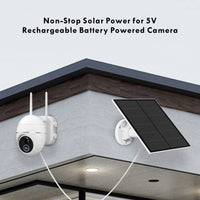 1 x RAW Customer Returns Solar panel for outdoor surveillance camera, 5W solar module for DC 5V outdoor battery camera, solar panel with micro USB and USB-C connection, adjustable bracket, IP65 waterproof, 9.8ft cable - RRP €22.99