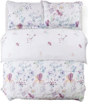 1 x RAW Customer Returns Lanqinglv set of 2 bed linen 135 x 200 cm white purple leaves flower pattern plants reversible bed linen 135 x 200 4 pieces colorful microfiber 2 duvet covers with zipper and 2 pillowcases 80 x 80 cm - RRP €41.99