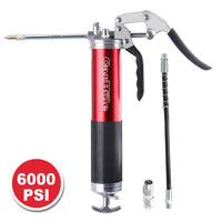 1 x RAW Customer Returns CarBole one-hand grease gun 6000PSI, with 12 inch flexible hose and 6 inch metal extension tube, with two nozzles, compatible with 400cc ink cartridge, red - RRP €28.55