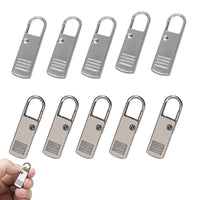 12 x Brand New ENLACE Zipper Pull Replacement, 10 Pieces Metal Zipper Slider for Repair, Silver Pull Tab Zipper Pendant for Coat, Suitcase, Jeans, Bag, Backpack - RRP €244.8