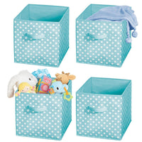 3 x Brand New mDesign set of 4 storage boxes for toys or clothes in the children s room - square folding box with fabric handle - toy storage with dot pattern - turquoise and white - RRP €86.64