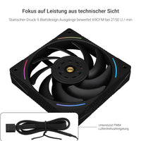 1 x RAW Customer Returns Thermalright TL-K12 120mm CPU Cooler Fan, Computer Case Fan, 4PIN PWM Control, 2150RPM, PC Performance Fan for S-FDB Bearing, Wind Pressure Fan Black  - RRP €16.9