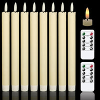 1 x RAW Customer Returns Eldnacele LED stick candles with timer function, flickering flame LED real wax candles with remote control, ivory stick candles LED 8 pieces 2 x 25CM for Christmas decoration, room decoration, wedding and party - RRP €35.28