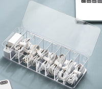 1 x RAW Customer Returns YunNasi Cable Storage Box Cable Organizer Box with 10 Cable Ties Cable Management Box Transparent Plastic Storage Box for Worktop Organizer Large with Lid  - RRP €12.26