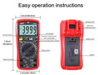 1 x RAW Customer Returns Multimeter UNI-T UT890D RMS Voltmeter Ammeter Ohmmeter AC DC Meter Current Voltage Resistance Frequency Capacitance Diode Distinguish between zero line and fire line  - RRP €39.99