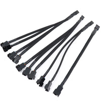 11 x Brand New QitinDasen 10pcs 4 Pin PWM Fan Splitter Extension Cable Set, Computer Fan Splitter Cable, Black Sleeves Braided Surface Y Shape Splitter 1 to 1, 1 to 2, 1 to 3, 1 to 4 Converter  - RRP €114.29