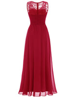 2 x Brand New DRESSTELLS Women s Ball Gown Maxi Long Evening Dresses Chiffon Lace Bridesmaid Dresses Floor Length Cocktail Dress Confirmation Dress DarkRed L - RRP €125.98