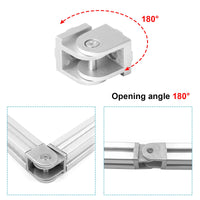 1 x RAW Customer Returns Pack of 4 angle connectors, adjustable joint for 3030 aluminum profile, 180 rotatable, flexible hinge for EU standard aluminum extrusion profile 3D printer parts - RRP €21.67