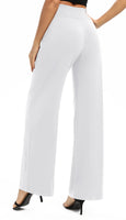 1 x RAW Customer Returns EXCHIC Women s Solid Color Loose Straight Cut Palazzo Pants High Waist Stretchy Lounge Pants with Pockets S, White  - RRP €27.98