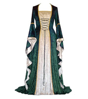 1 x RAW Customer Returns CosCool Women s Retro Medieval Dress with Trumpet Sleeves, Medieval Victorian Queen Dresses Renaissance Gothic Maxi Dress Carnival Halloween Party Princess Costume Green 2XL - RRP €41.98