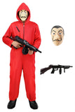 1 x RAW Customer Returns Unisex Jumpsuit Set for Money Heist Costume Adult with Mask for Dali Salvador, PVC Rifle, Gamer Costume Full Set for Men Women Halloween Carnival Party Red C013XXL - RRP €35.98