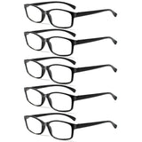 1 x RAW Customer Returns Kerecsen Pack of 5 Reading Glasses for Men and Women, High Quality Spring Hinges Glasses, Comfortable Rectangular, Super Reading Aid for Men and Women 5 Black, 0.75  - RRP €17.14