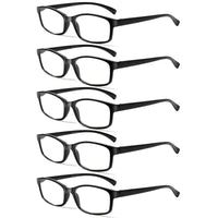 25 x Brand New Kerecsen 5 Pack Reading Glasses Men Women, High Quality Spring Hinges Glasses Comfortable Rectangular Super Reading Aid for Men and Women 5 Black, 5.00  - RRP €428.5