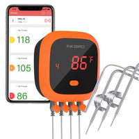 1 x RAW Customer Returns Inkbird IBT-4XC Meat Thermometer Wireless, Grill Thermometer Bluetooth 5.1 Signal 50m, IPX5 Waterproof, with 3 Temperature Sensors 1 Oven Probe, Roasting Thermometer for Grill BBQ Smoker Rotisserie - RRP €56.99