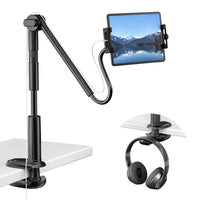 1 x RAW Customer Returns KDD Tablet Stand Gooseneck for Bed, 360 Adjustable iPad Holder Desk, Flexible Cell Phone Holder for Video Recording, Bed and Headboard Clamp for iPad Pro 12.9 Air 4.7 -12.9 Black  - RRP €32.95