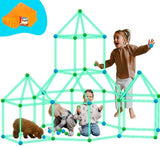 1 x RAW Customer Returns OnlyBP 140pcs Fort Building Kit for Kids - Glow in the Dark Rods - Games for Kids Ages 3 - Building Blocks for Kids - RRP €39.66