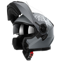 1 x RAW Customer Returns Westt flip-up helmet, motorcycle helmet, full-face helmet, men and women with reinforced chin guard, chopper, moped, scooter, modular helmet, motorcycle with ECE 22.06, grey, XL 61 cm  - RRP €100.84