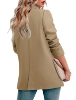 1 x RAW Customer Returns CZIMOO Women s Blazer Office Suits Jackets Open Front Cardigan Casual Lapel Outwear with Long Sleeve Khaki S - RRP €31.58