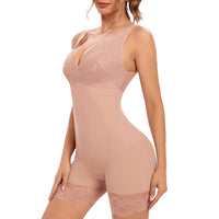 1 x RAW Customer Returns Joyshaper Body Shaper Women s Strong Shaping Full Body Corset Body Shapewear Tummy Control Shaping Body with V-Neck Bodysuit Lace Sexy Beige 2XL - RRP €33.99