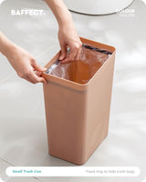 1 x RAW Customer Returns Baffect Push-Lid Kitchen Trash Can, Press Cover Type Kitchen Dustbin Slim Trash Can for Living Room Toilet Garbage Office Wastebasket Brown  - RRP €23.16