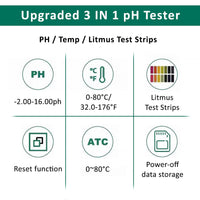 1 x RAW Customer Returns Homcoice pH Meter Digital pH Litmus Test Strip Temp Multifunction Tester, 0.01 High Precision Water Quality Tester with ATC Function - RRP €26.99