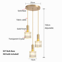 1 x RAW Customer Returns S-Cevada Sparkling Crystal Pendant Light with Gold Stainless Steel Frame E27 Lamp Holder Mini Hanging Lamp Ceiling Light for Dining Room Bedroom Kitchen Gold, 3 Lights  - RRP €139.99