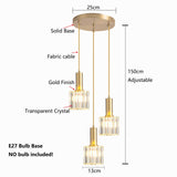 1 x RAW Customer Returns S-Cevada Sparkling Crystal Pendant Light with Gold Stainless Steel Frame E27 Lamp Holder Mini Hanging Lamp Ceiling Light for Dining Room Bedroom Kitchen Gold, 3 Lights  - RRP €139.99