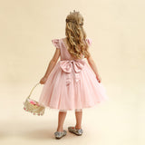 1 x RAW Customer Returns NNJXD Baby Girl Dress Flower Dresses Tutu Pageant Bowknot Wedding Dress Size 120 4-5 years 767 Pink-A - RRP €28.58