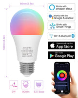 1 x RAW Customer Returns LUTW Alexa Lamp E27, Smart WiFi Light Bulb RGB 2700K-6500K Multi-Color Dimmable Bulb, 9W 900lm Bluetooth WiFi 2.4GHz, Compatible with Alexa Echo, Google Home, 2 Pack No Hub Required  - RRP €15.98