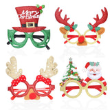 1 x RAW Customer Returns Edary Christmas Glasses 4 Pieces Glittering Novelty Party Glasses Antler Decoration Glasses Frame Christmas Gifts for Children and Adults - RRP €10.07