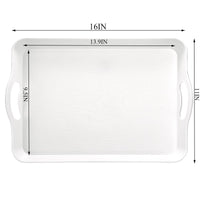 1 x RAW Customer Returns Cedilis 3 Pack Serving Trays with Handles 16 x 11 Rectangular Plastic Tray for Restaurant Party Coffee Table Kitchen White - RRP €18.99