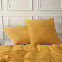 1 x RAW Customer Returns SOULFUL bed linen 220x240 cotton 3 pieces, bed linen sets yellow with zipper, similar texture to stone washed linen, contains 1 duvet cover 220x240 and 2 pillowcases 80x80 - RRP €55.45