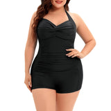 1 x RAW Customer Returns Durio Swimsuit Women s Large Size One-Piece Monokinis Tummy Control Swimwear Swimsuit Beachwear Halterneck Push Up Twist Front Black 50-52 Tag Size 5XL  - RRP €34.27