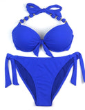 1 x RAW Customer Returns EONAR Women s Side Tied Bikini Sets Detachable Swimwear Push up Bikini Top with Halter Straps XL, Blue  - RRP €31.26