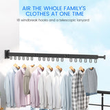 1 x RAW Customer Returns Retractable Clothes Rack, Foldable Wall Mounted Clothes Rack with Towel Holder, Coat Hooks, Strong Load-Bearing Capacity for Balcony, Bedroom, Three Fold Section a  - RRP €36.29