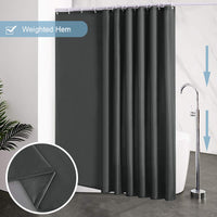 1 x RAW Customer Returns Furlinic shower curtain extra long, anti-mold bathroom curtain for shower and bathtub, textile curtains made of antibacterial waterproof fabric, extra wide 244x200cm dark gray with 16 hooks. - RRP €21.16