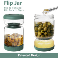 1 x RAW Customer Returns Luvan Mason Jar with Strainer Flip, 1000ml Mason Jar with Strainer, Glass Mason Jar, Leak-Proof Flip Mason Jar for Olives, Jalapenos and Beets - RRP €24.99