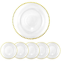 1 x RAW Customer Returns StarLuckINT 6 Pack Plastic Charger Plates with Pearls, Round Plastic Charger Plates, 13 Inch Elegant Decor Dinner Plates for Party Wedding Event Dinner Decoration Clear  - RRP €30.24