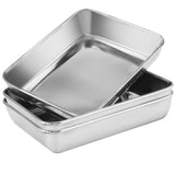 1 x RAW Customer Returns CHEUKYIU 3 piece baking tray set, stainless steel rectangular baking tray, small mini oven tray, cake tray for baking, cooking, deep edge, clean and dishwasher safe, 25 x 20 x 5.4 cm - RRP €19.5