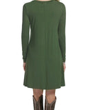 1 x RAW Customer Returns Durio Women s Simple Dresses Basic Casual A-line Skater Dress Leisure Dresses Flowing Dress Long Sleeve Casual Shirt Loose Crew Neck Tunic Green L - RRP €20.16