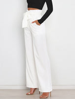 1 x Brand New AIEOE Elegant Wide Leg High Waist Formal Trousers for Women Size S White - RRP €45.55